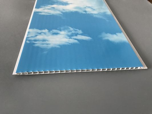 গরম স্ট্যাম্পিং 250 × 7mm সিলিং পিভিসি প্যানেল সঙ্গে নীল আকাশ এবং সাদা মেঘ জনপ্রিয় নকশা পিভিসি সিলিং প্যানেল